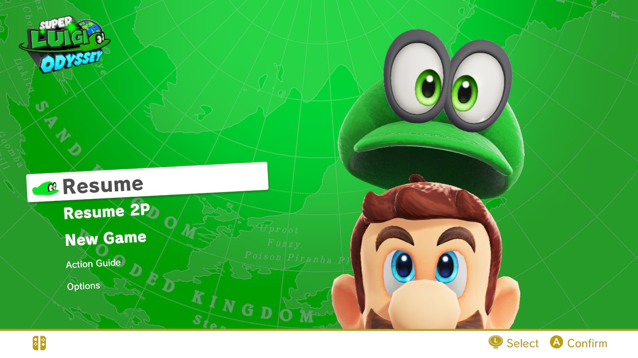 Super Luigi Odyssey Main Menu